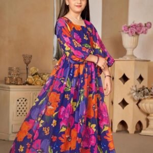 Lucaya Jenny V 2 Kids Girls Printed Anarkali Western Gown