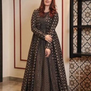 LUCAYA V 1701 Digital Printed Pure Maslin Silk Shrug Gown