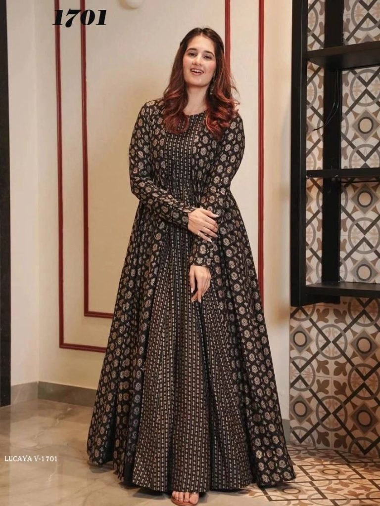 lucaya v 1701 digital printed 1713518775 LUCAYA V 1701 Digital Printed Pure Maslin Silk Shrug Gown