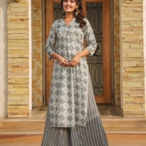 Lucaya V 1802 Gray Digital Printed Rayon Kurtis Pant Set