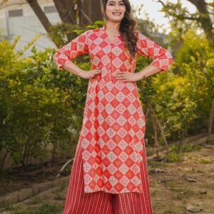 Lucaya V 1805 Red Digital Printed Rayon Kurtis Pant Set