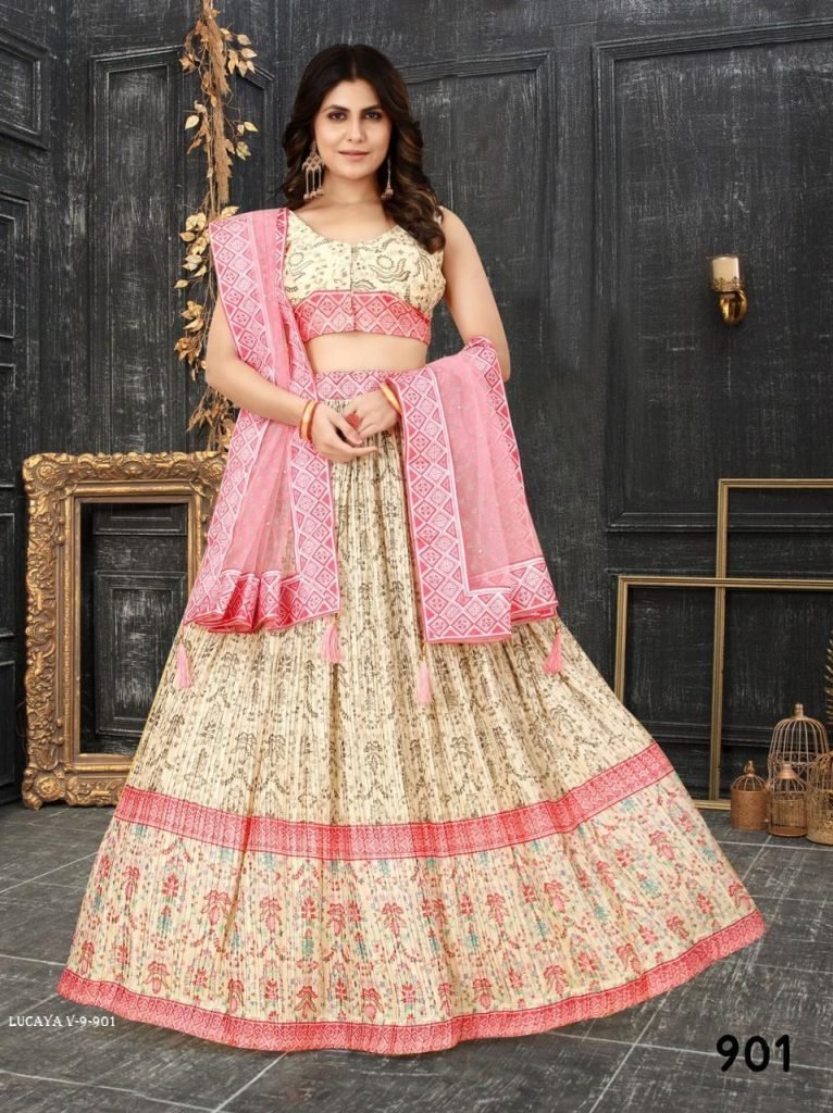 lucaya v 9 party wear chinon s 1713153707 Lucaya V 9 Party Wear Chinon Silk Lehenga Choli