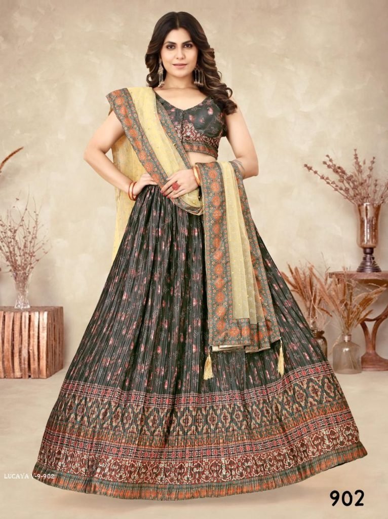 lucaya v 9 party wear chinon s 1713164231 Lucaya V 9 Party Wear Chinon Silk Lehenga Choli