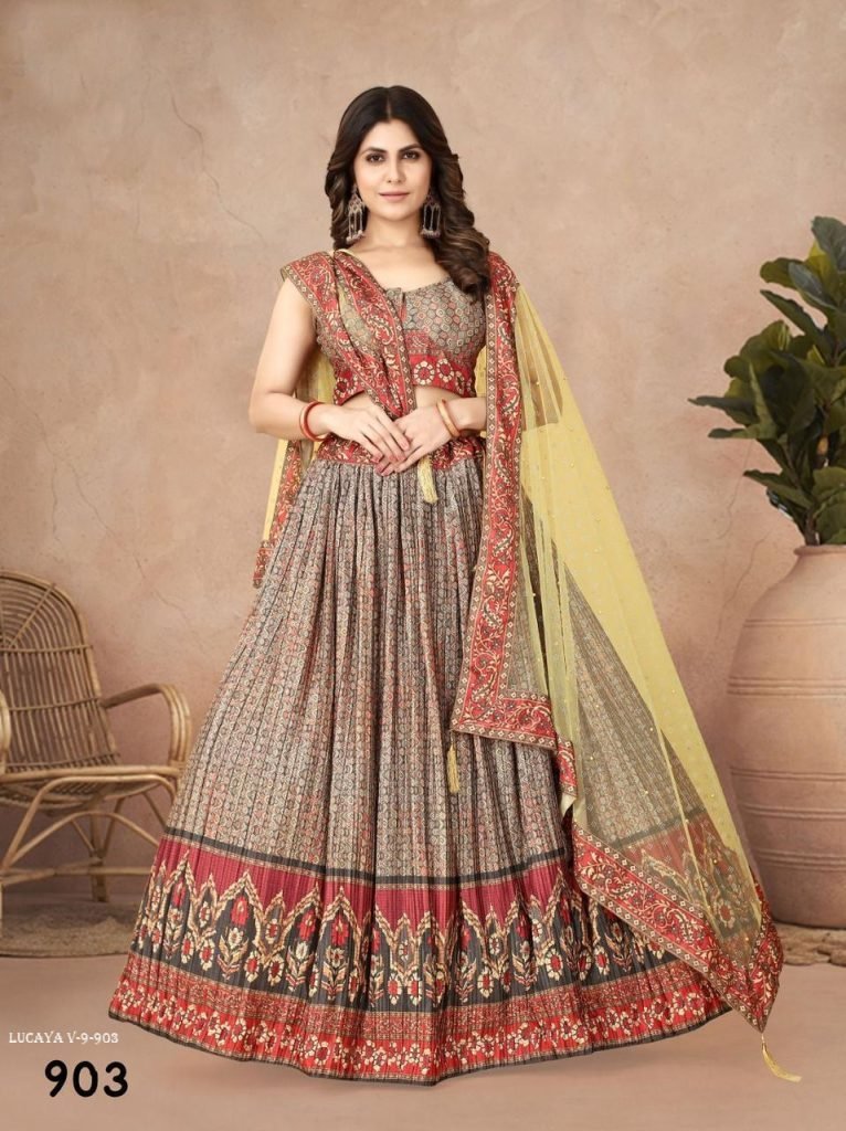lucaya v 9 party wear chinon s 1713164421 Lucaya V 9 Party Wear Chinon Silk Lehenga Choli