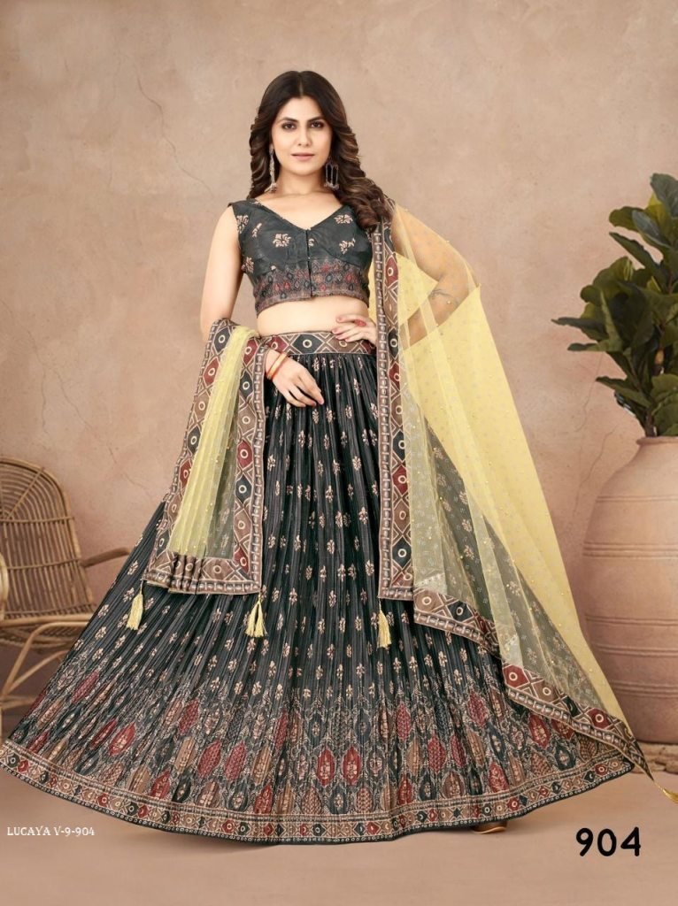 lucaya v 9 party wear chinon s 1713164570 Lucaya V 9 Party Wear Chinon Silk Lehenga Choli