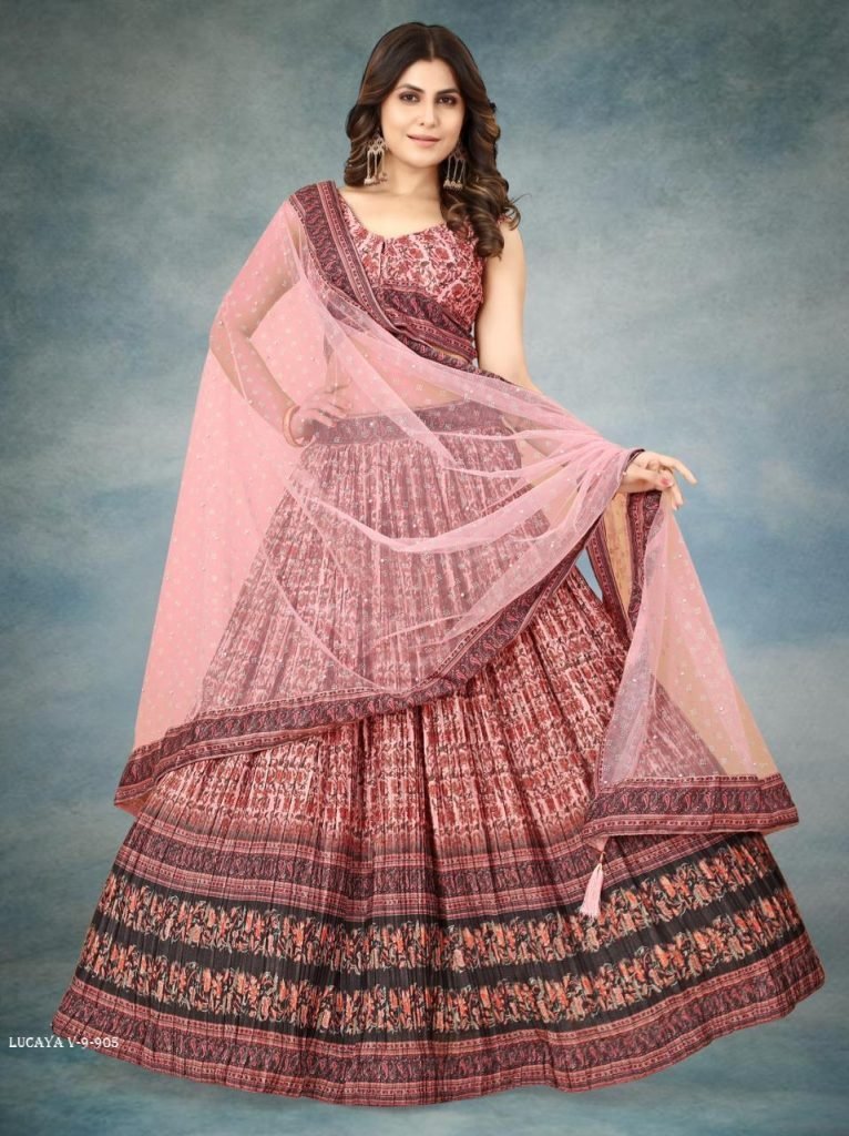 lucaya v 9 party wear chinon s 1713164681 Lucaya V 9 Party Wear Chinon Silk Lehenga Choli