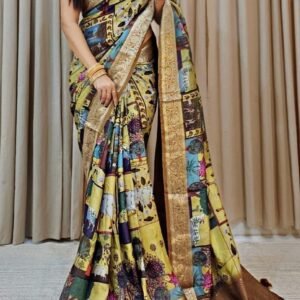 Luxury Cream Pure Dola Silk Saree