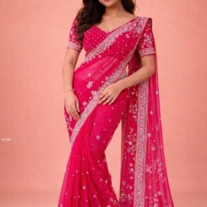Luxurious Tebi Silk Red Saree With Sequence Work