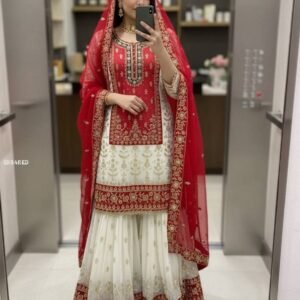 Luxury Faux Georgette Sharara Suit with Heavy Sequins Work