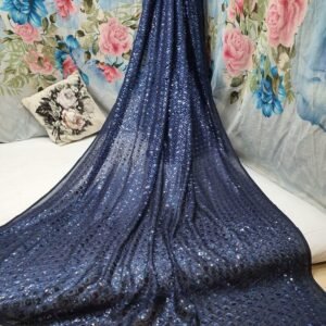 Luxury Look Blue 5MM And 3MM Dual Sequins Work Georgette Sarees