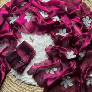 Magenta Jimmy Choo Simmari Tissue Premiume Saree