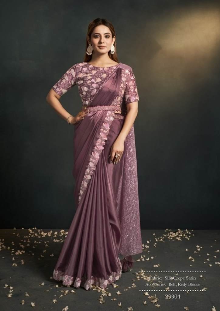 mahotsav moh manthan onion sat 1711707125 Mahotsav Moh Manthan Onion Satin Silk Crepe Ready to Wear Saree with Stitched Blouse