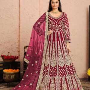 Maroon Color Embroidered Designer Anarkali Suit