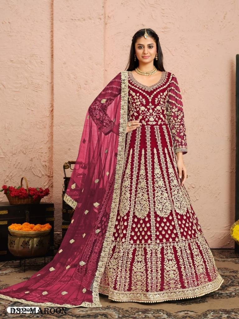 maroon color embroidered desig 1718098315 Maroon Color Embroidered Designer Anarkali Suit