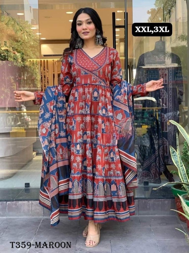 maroon cotton suit set with em 1725281031 Maroon Cotton Suit Set With Emboidery Work