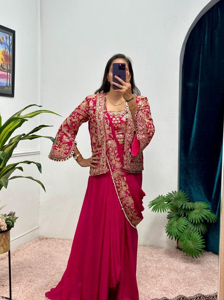 maroon party wear ready to wea 1733828184 Maroon Party Wear Ready To Wear Sarees With Uniqe Style Koti