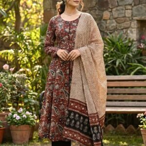 Maroon Ready To Wear Kurti Pant Set For Summer Wear