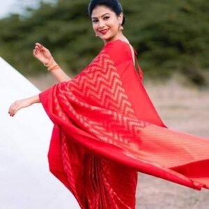 Fancy Maroon Soft Lichi Silk Banarasi Saree