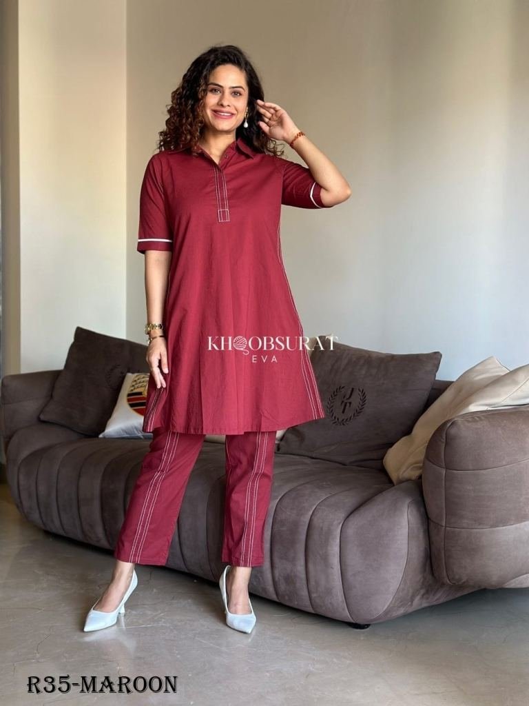 maroon stylish mul cotton coor 1717849078 Maroon Stylish Mul Cotton Coord Set
