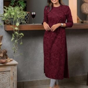 Maroon Stylish Regular Wear Cotton Kurti