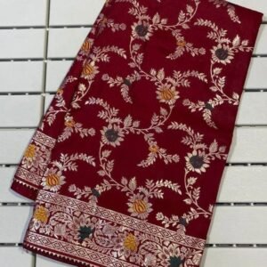 Maroon Traditional Dola Silk Saree