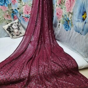 Maroon Wedding Wear Heavy Dual Sequins Embroidery Work Saree With Unstitch Blouse