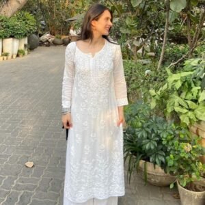 Maslin Cotton Chikankari Kuri Palazzo set