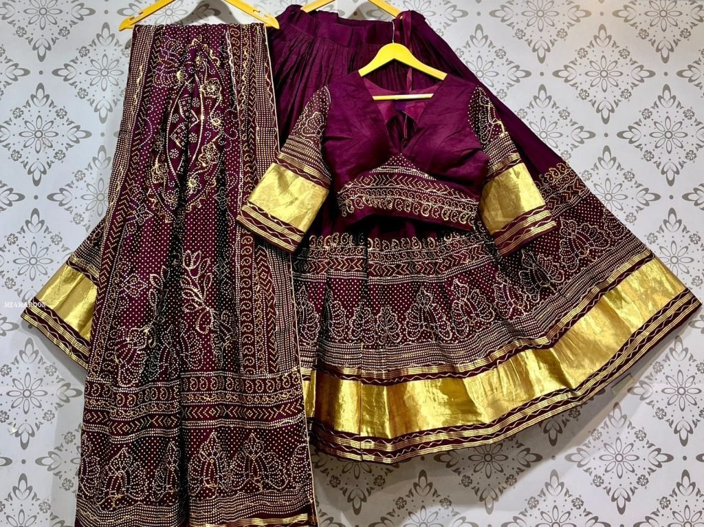 masrum gajji silk maroon choli 1742639692 Masrum Gajji Silk Maroon Choli With Beautiful Lagdi Patta