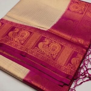 Mayurika Pink And Green Soft Silk Rich Pallu Kubera Pattu Saree