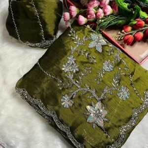 Mehendi Attractive Multi Work And Khatli Cut Work Zimmy Choo Sare