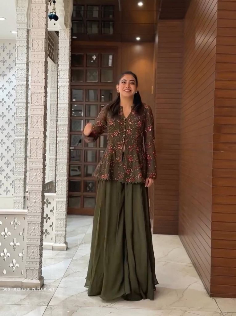 mehendi faux georgette western 1714569101 Mehendi faux Georgette Western Koti With Palazo