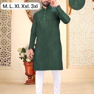 Malbari Green Embroidery Work Kurta With Pajama Set