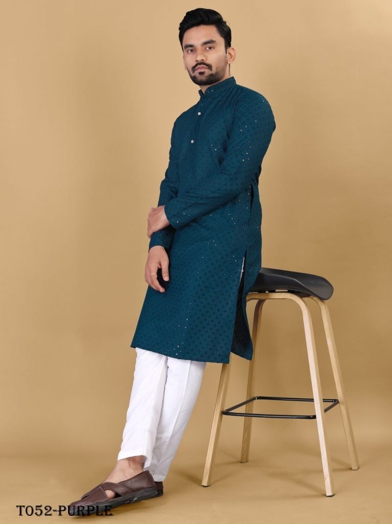 men manyawar cotton rayon purp 1718177235 Cotton Rayon Purple Chiken Kurta