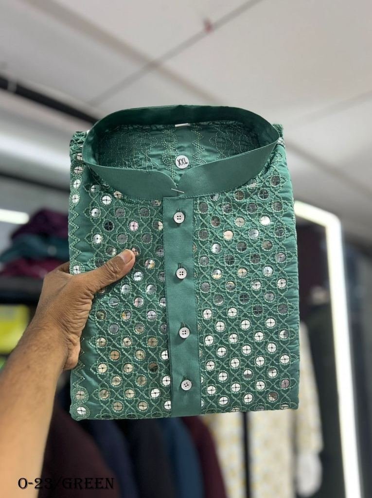 men s kurta in cotton in green 1721817051 Mens Kurta In Cotton In Green Colour