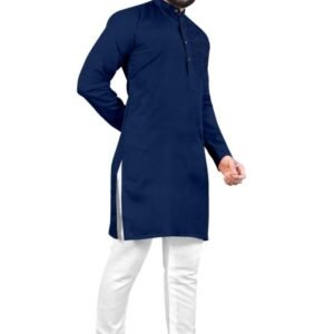 Mens Plain Blue Kurta And Pyjamas Set
