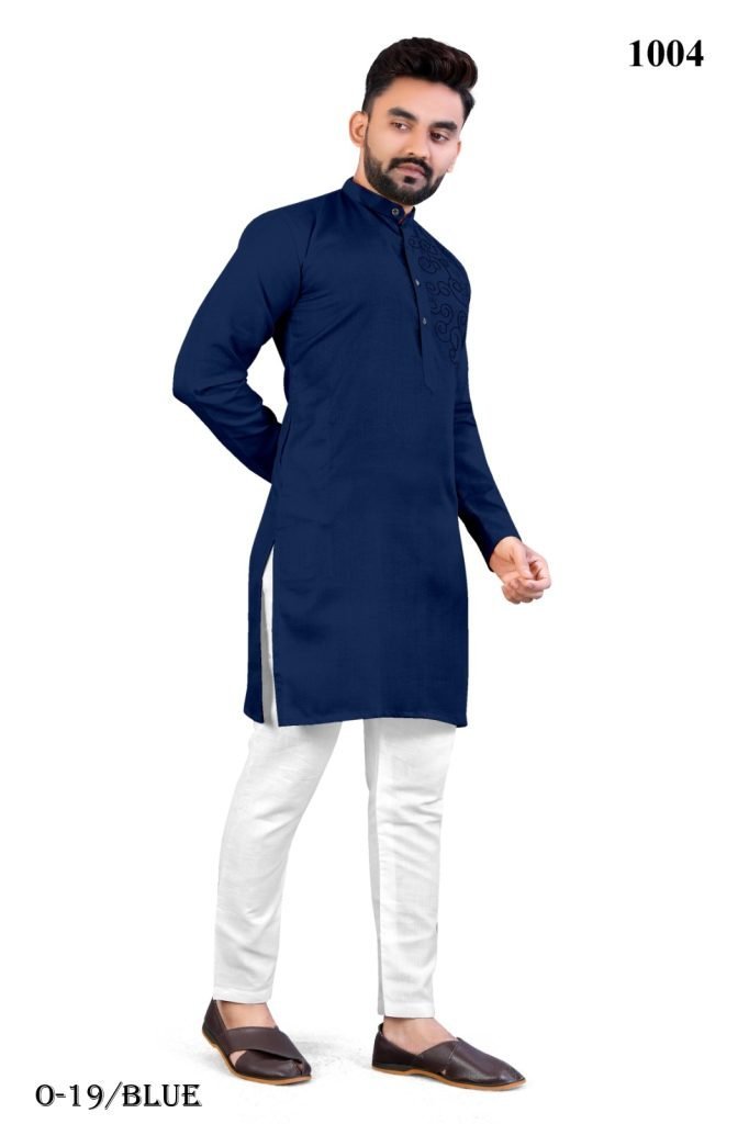 men s plane blue kurta and pyj 1721739004 Mens Plain Blue Kurta And Pyjamas Set