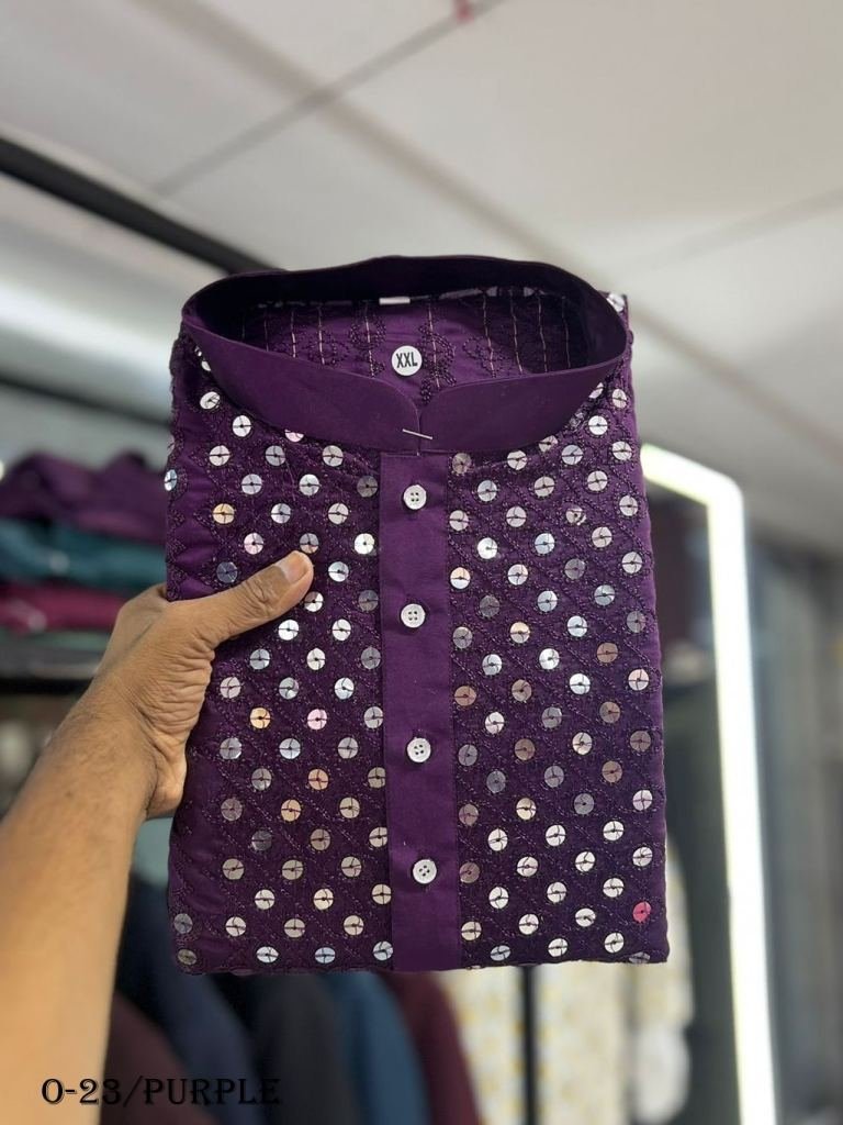 men s purple kurta and pyjamas 1721815876 Mens Purple Kurta and Pyjamas With Embroidery Work