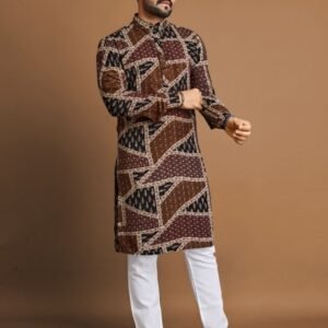 Men Soft Cotton Brown Kurta With Pyjama Set