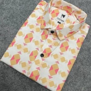 Mens Exclusive Cotton Baby Pink Short Sleeves Shirt