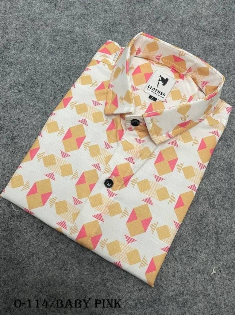 mens exclusive cotton baby pin 1725363446 Mens Exclusive Cotton Baby Pink Short Sleeves Shirt