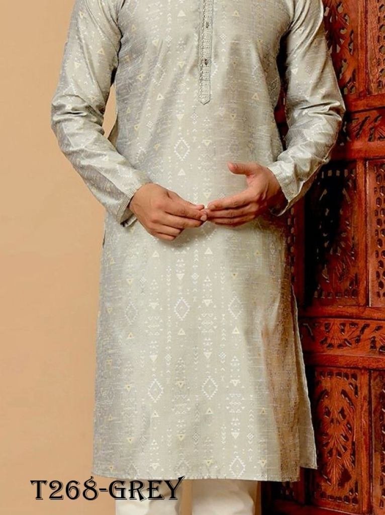 mens wear grey jequard silk ku 1721723302 Mens Wear Grey Jacquard Silk Kurta Pajama