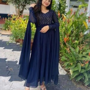 Mesmerizing Sequin Koti Georgette Maxi Dress With Embroidery