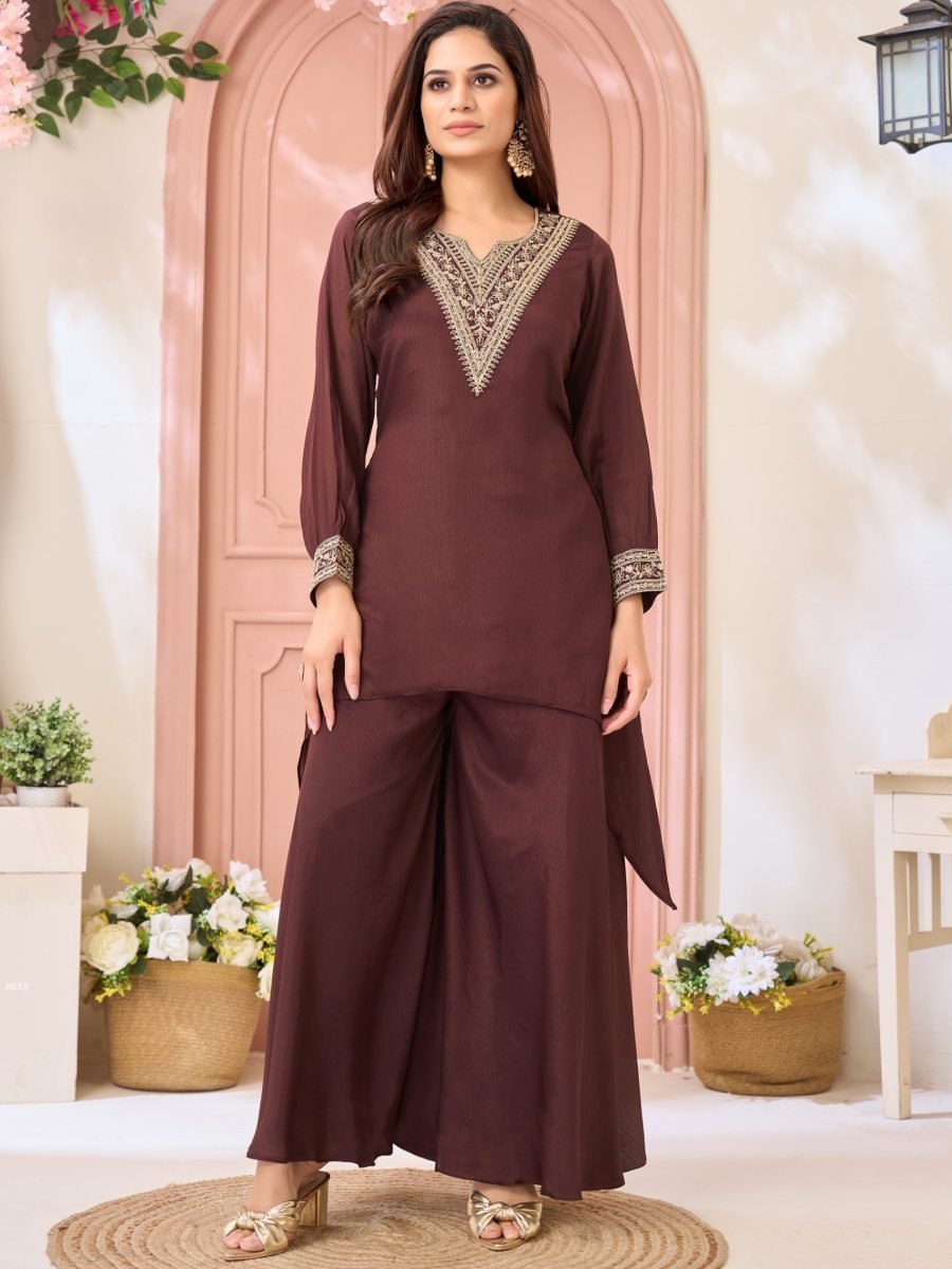 minimal stylish chinon brown t 1776431038 Minimal Stylish Chinon Brown Trendy Cord Set