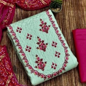 Mint Floral Printed Pure Cotton Silk Dress Material
