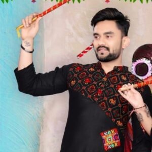 Mirror Work Navratri Special Black Men Kurta With Dhoti