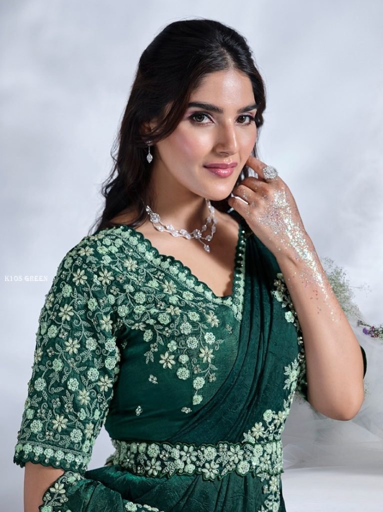 mohmanthan 24600 new ready to 1736590232 Mohmanthan 24600 New Ready to wear Green Saree By Mahotsav