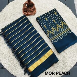 Mor Peach Best Georgette Foil Print Saree