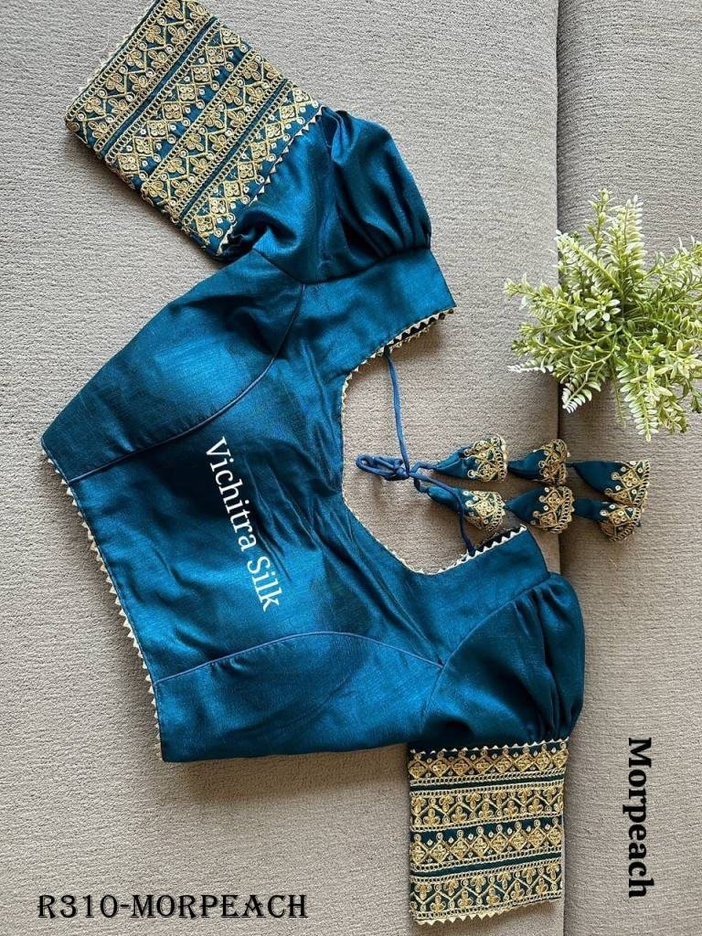 morpeach readymade vichitra si 1726914867 Morpeach Readymade Vichitra Silk Blouse With Puff And Gota Less
