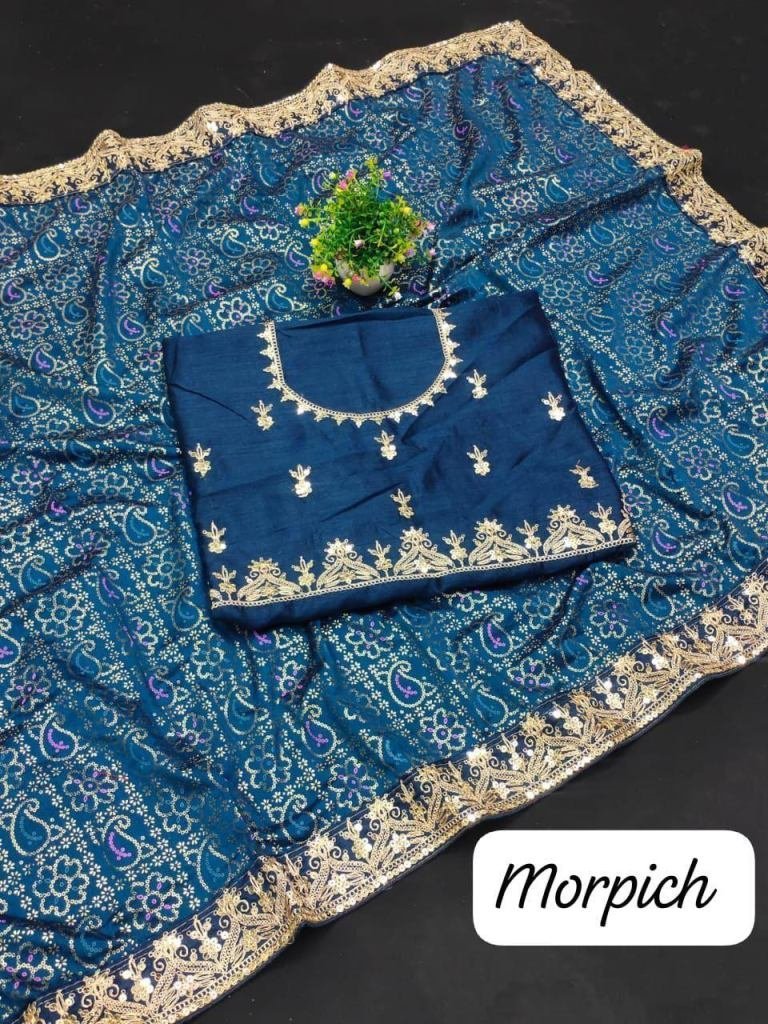 morpich vichitra wine saree wi 1727345814 Morpich Vichitra Silk Saree With Sequence Codding work