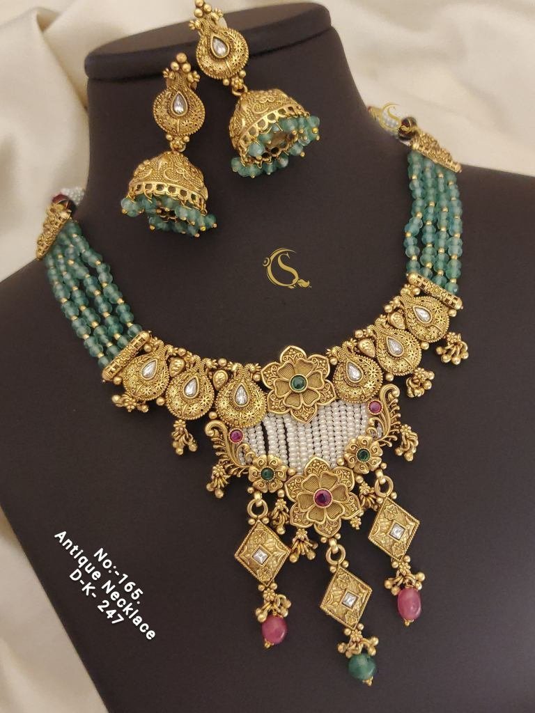 moti pattern antique necklace 1747394422 Moti Pattern Antique Necklace Set